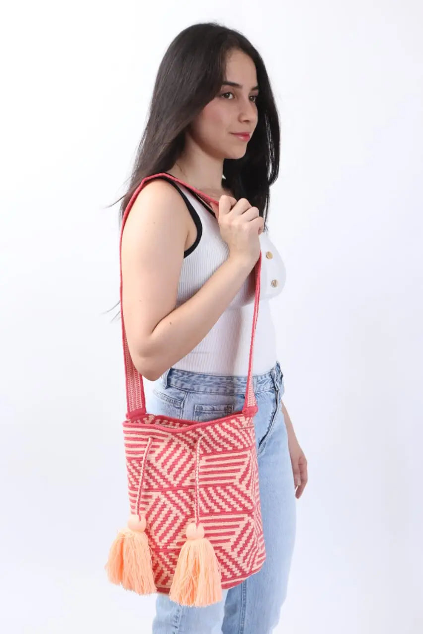 Peach Wayuu Mochila Bag - Large Best of Colombia