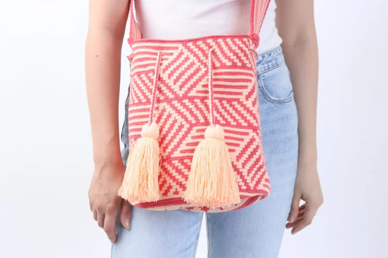 Peach Wayuu Mochila Bag - Large Best of Colombia