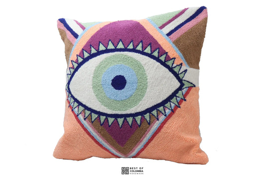 Pastel Evil Eye Pillow Covers - 16” x 16” Best of Colombia