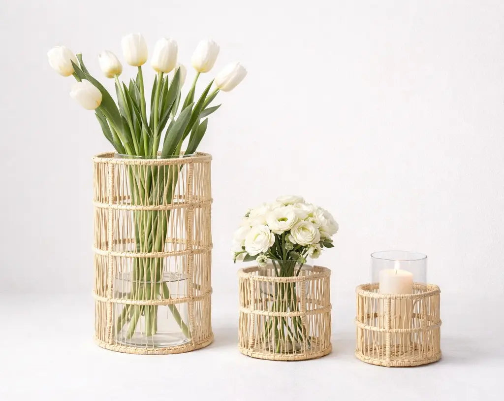 Handwoven iraca Candle/Flower Vases Bestofcolombia1