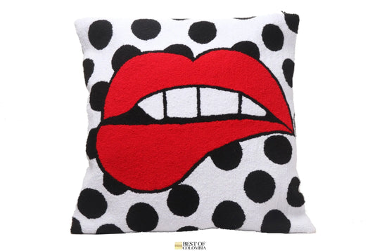 Red Lips Pillow Cover - 16” x 16” Best of Colombia