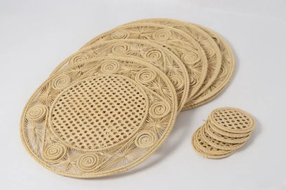 Handwoven Caracoli iraca Placemats - 14in Natural Color Bestofcolombia1