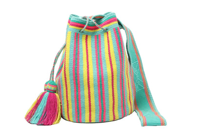 2T Large Colorfull Wayuu Mochila Bag - Bright Boho Crossbody Purse – Handwoven Colombian Tribal Tote Best of Colombia