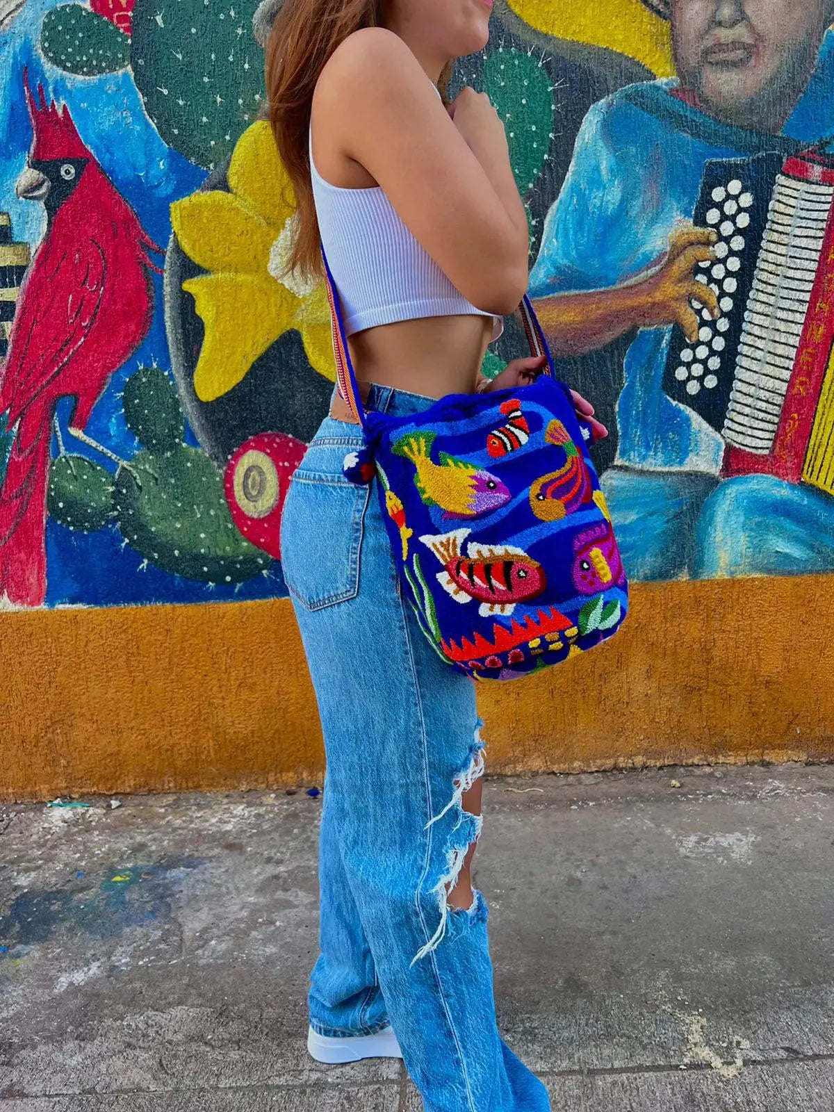 Acqua Wayuu Mochila Bag - Strap + Handle Tapizada Large Best of Colombia