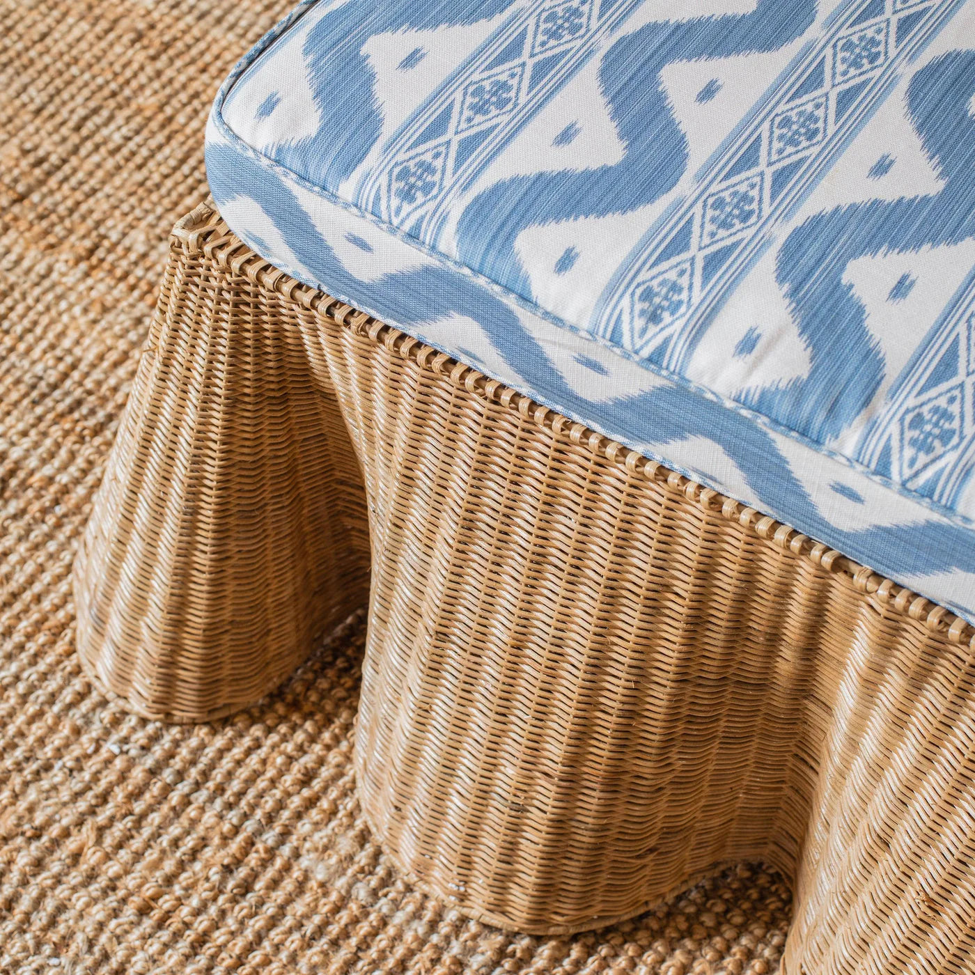 Rattan scallop deep ottoman tray deals