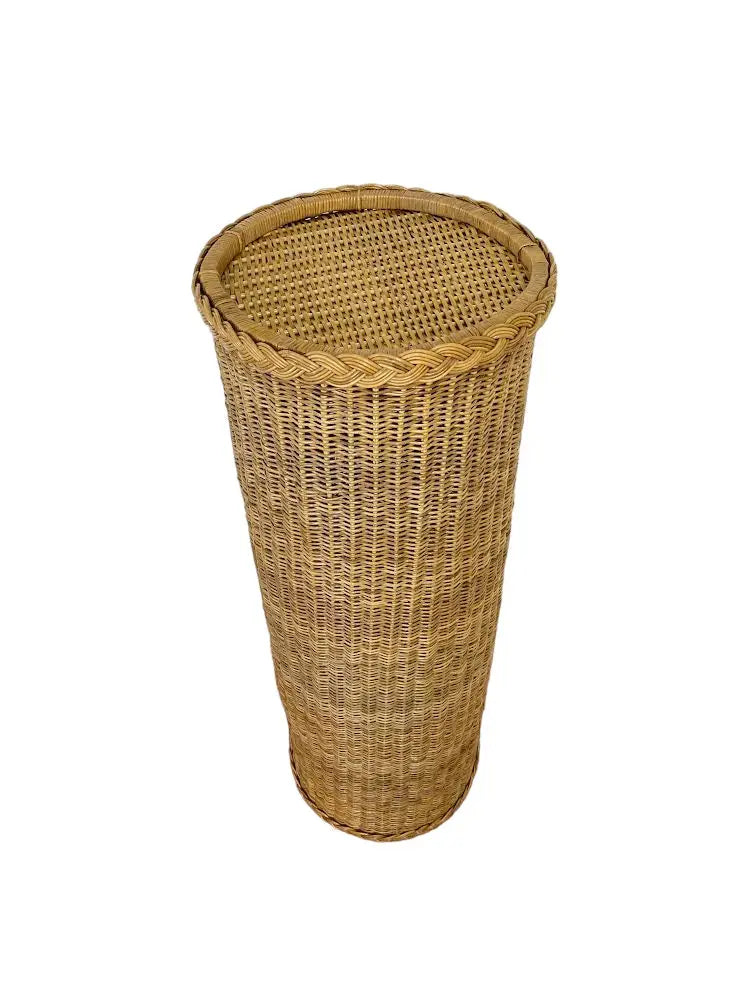 Round Braided Wicker/Rattan Urn & Pedestal handwoven Best of Colombia