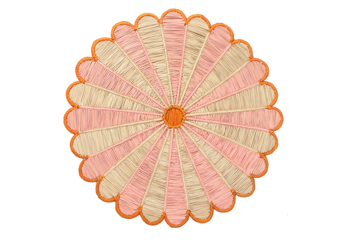 Pink & Orange Sunflower iraca Placemat - 15 inches - Best of Colombia