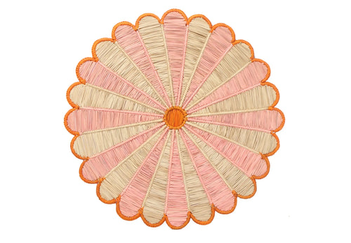 Pink & Orange Sunflower iraca Placemat - 15 inches - Best of Colombia