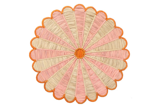 Pink & Orange Sunflower iraca Placemat - 15 inches - Best of Colombia