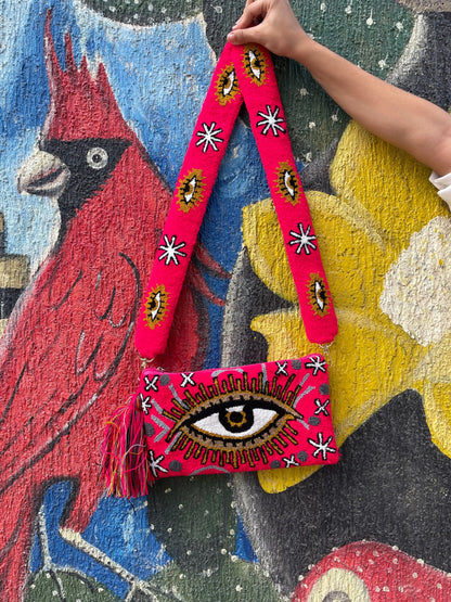 Red Evil Eye Clutch with Strap - Best of Colombia