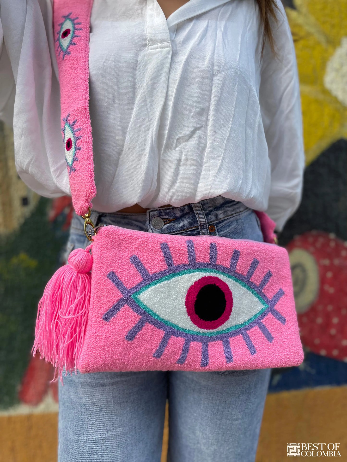 Baby Pink Evil Eye Clutch - Best of Colombia
