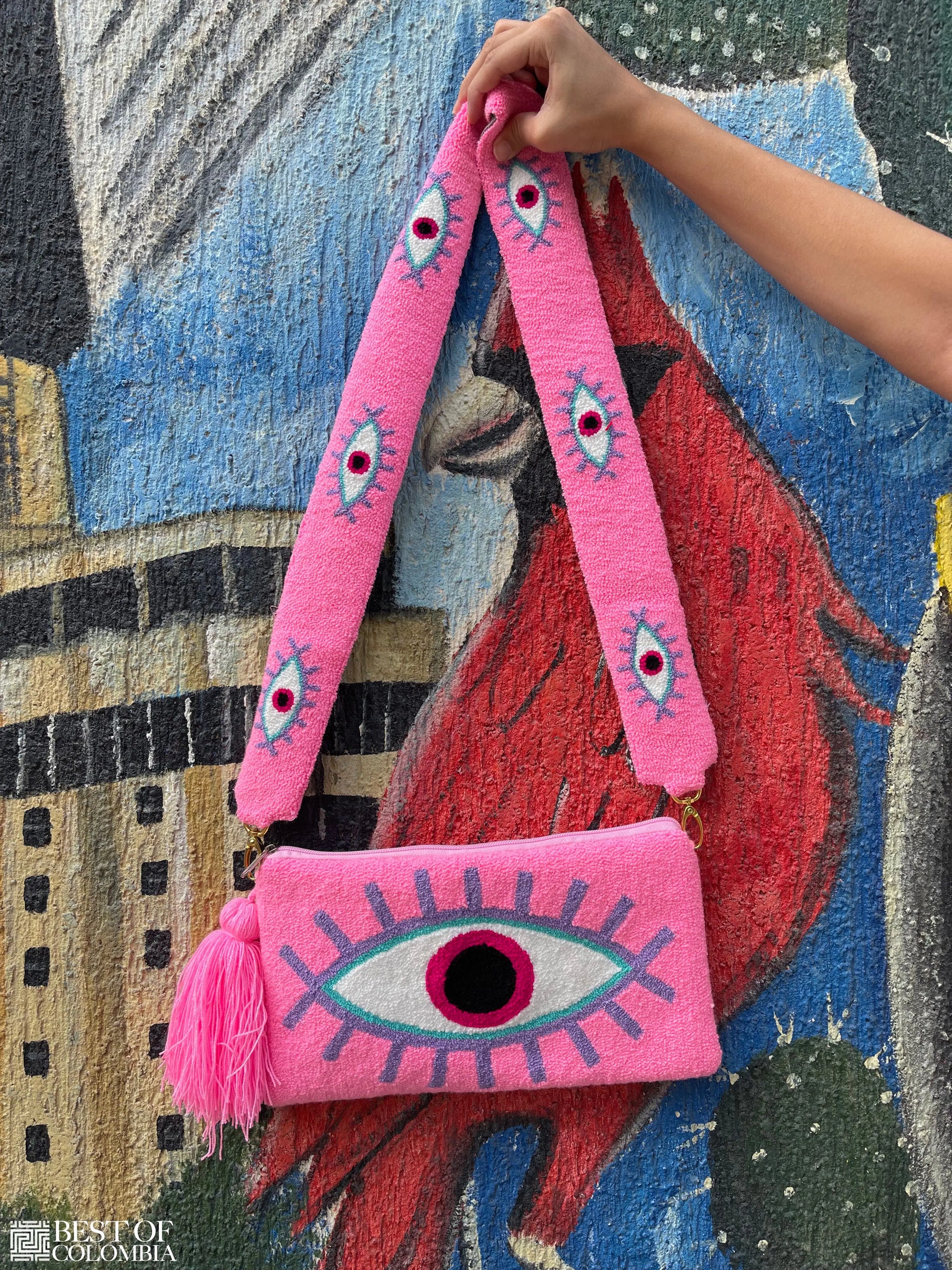 Baby Pink Evil Eye Clutch - Best of Colombia