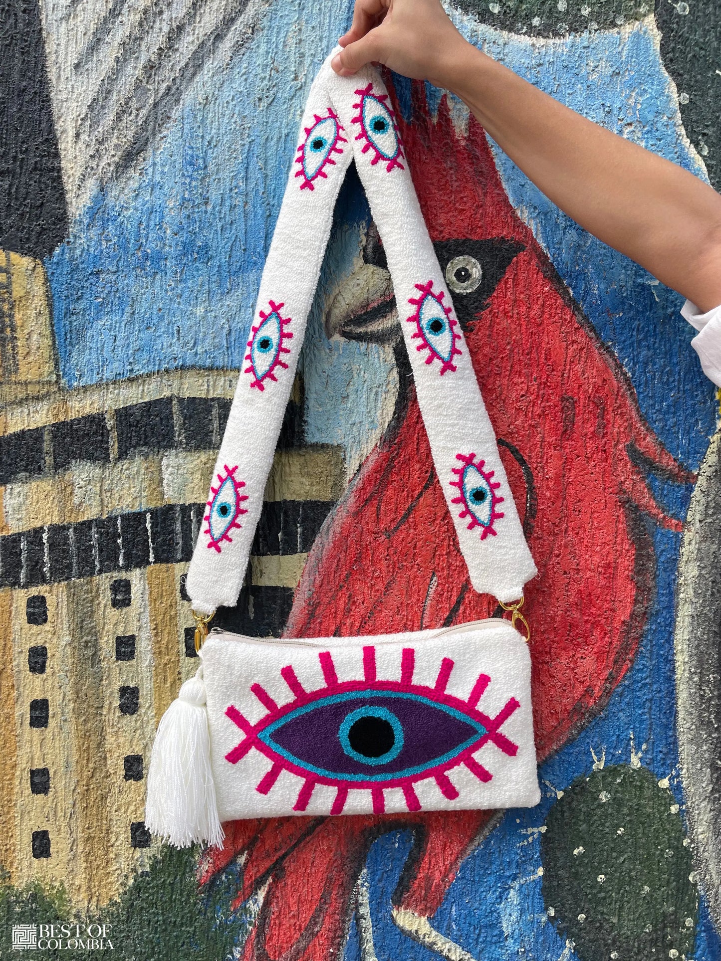 Off-white Evil Eye Clutch with Strap - Best of Colombia