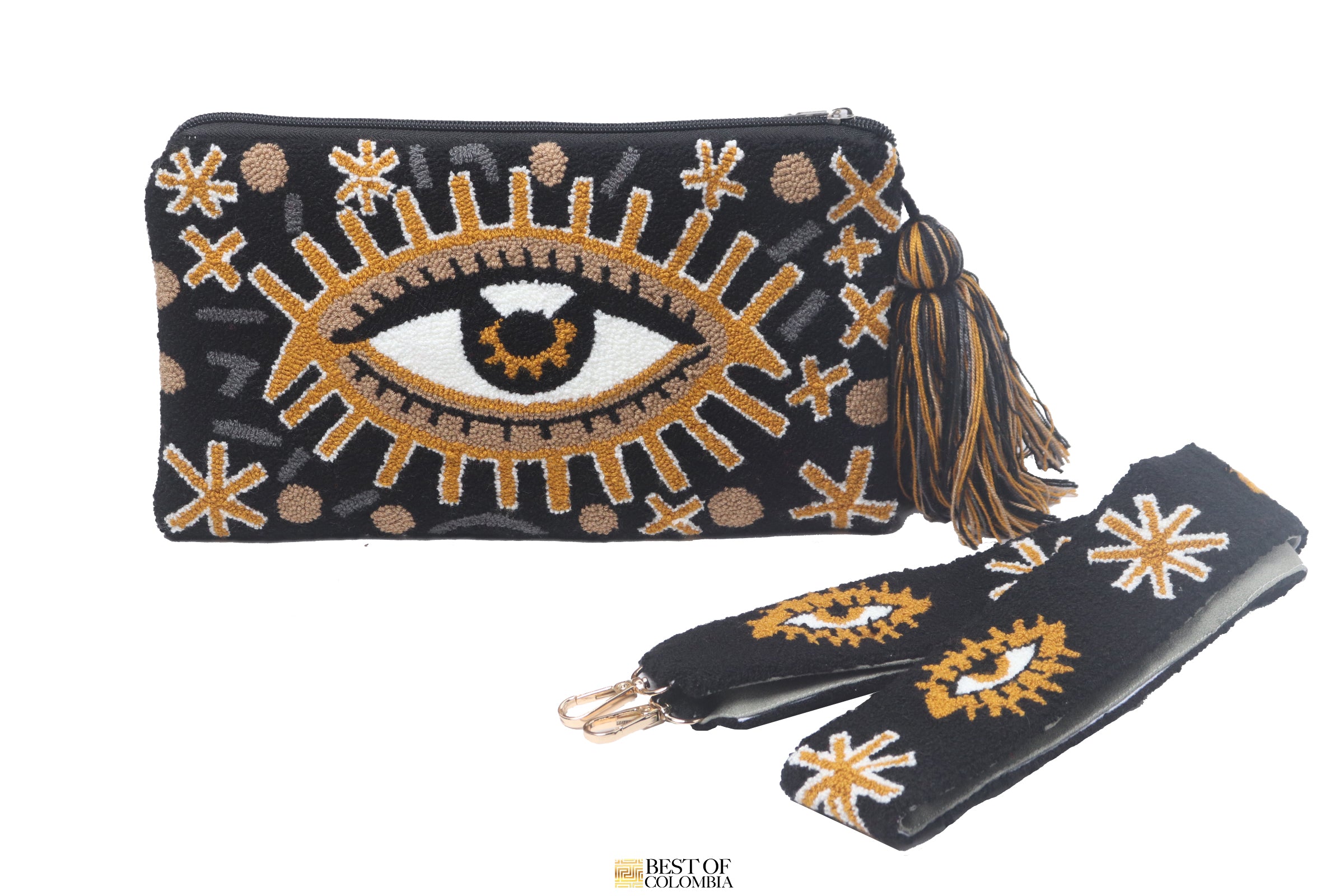 Black Evil Eye Clutch + Removable Strap – Best of Colombia