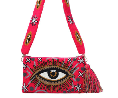 Red Evil Eye Clutch with Strap - Best of Colombia