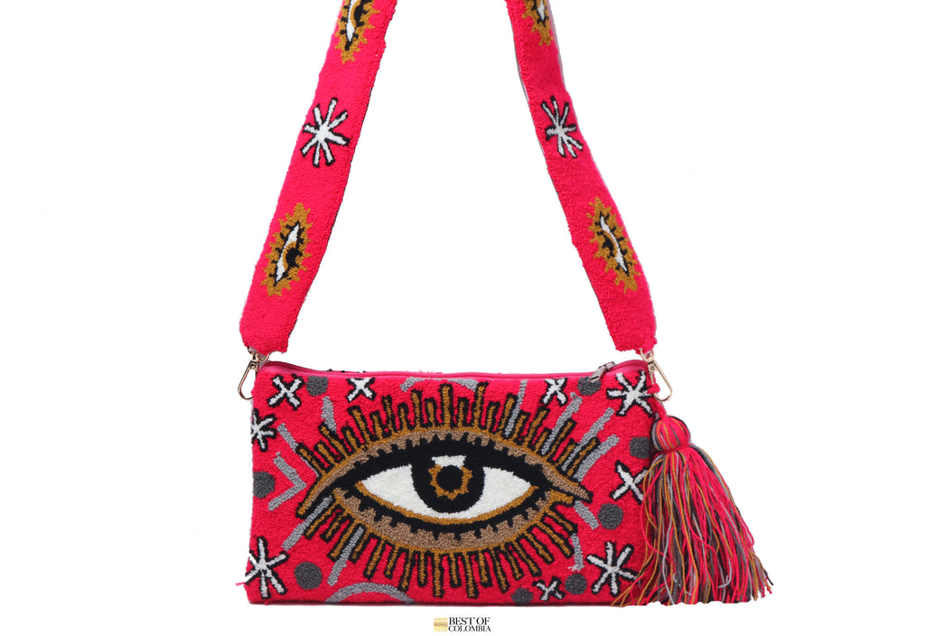 Red Evil Eye Clutch with Strap - Best of Colombia