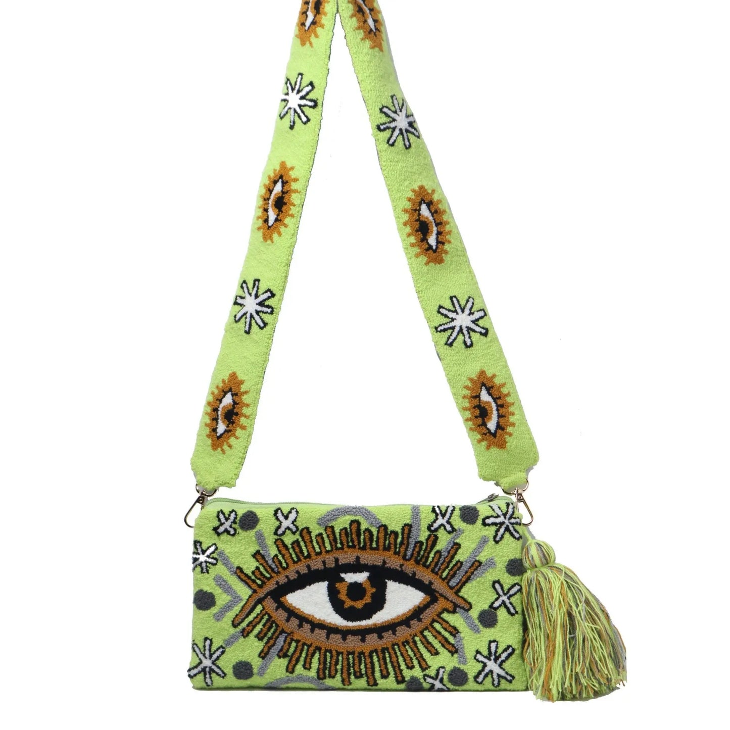 Mint Evil Eye Clutch + Removable Strap - Best of Colombia