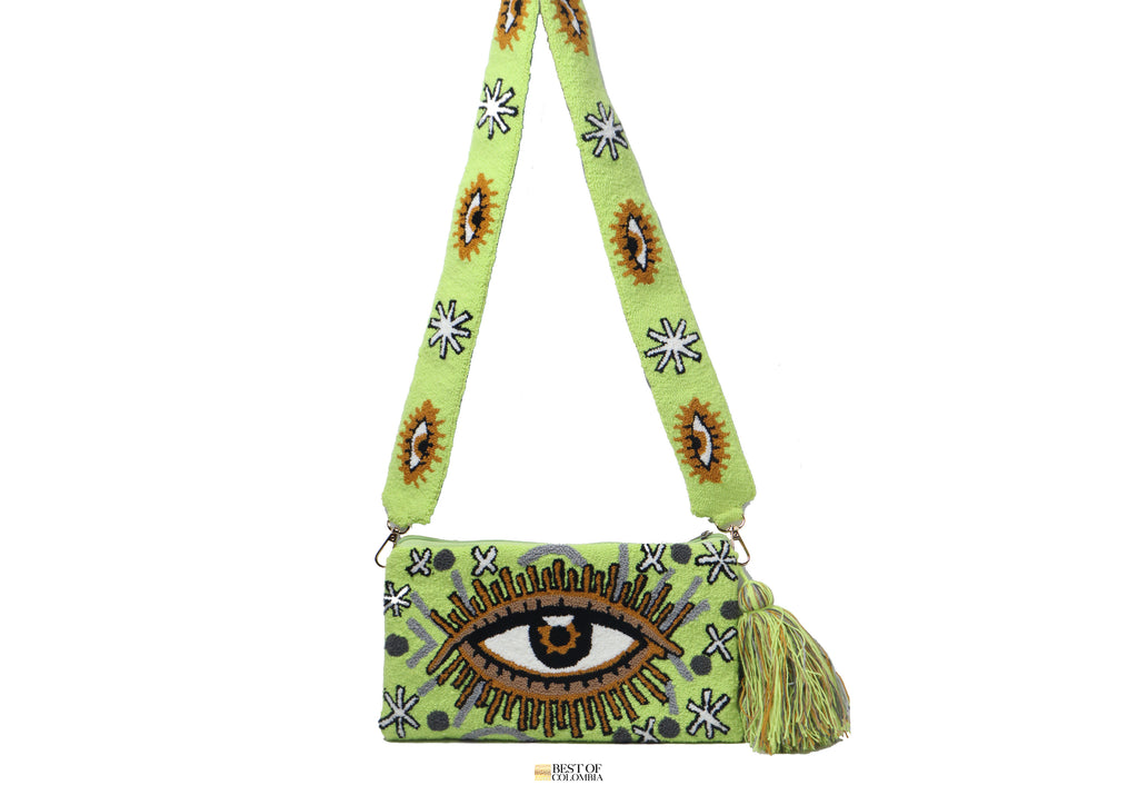 Mint Evil Eye Clutch + Removable Strap - Best of Colombia