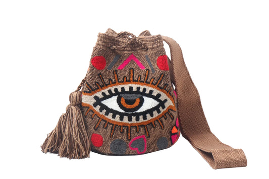 Brown Medium Evil Eye Bag - Best of Colombia