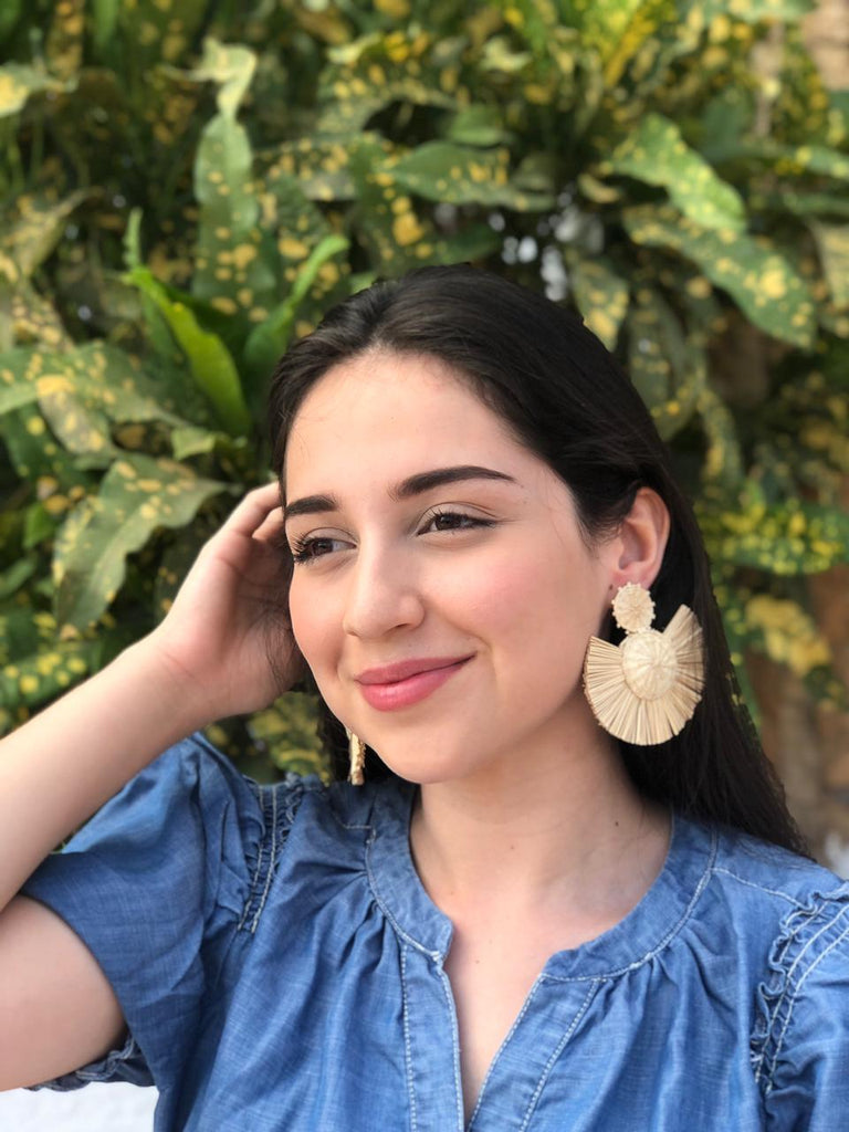 Natural Round iraca Earrings - Best of Colombia