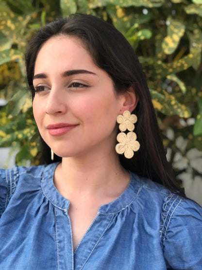 Dos Flores Iraca/Raffia Earrings - Best of Colombia