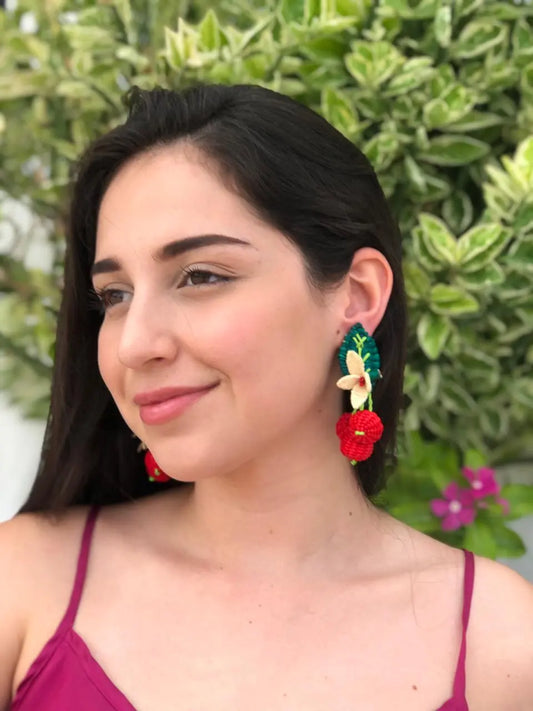 Cherry Blossom Earrings - Raffia - Best of Colombia