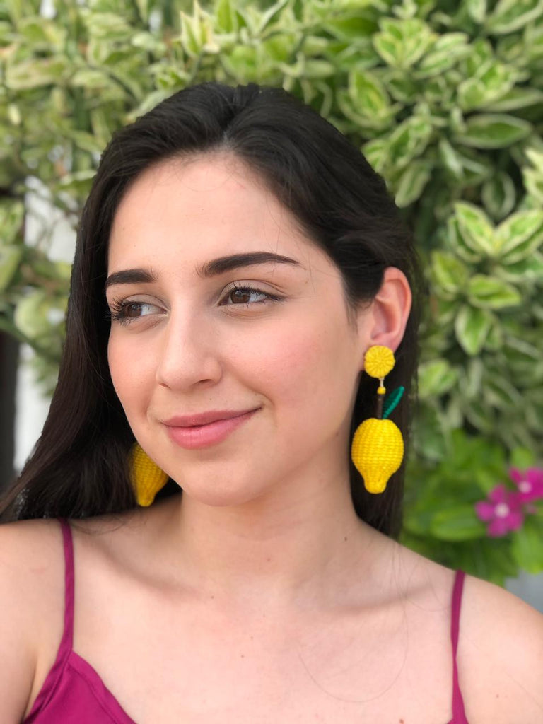 Lemon iraca Earrings - Best of Colombia