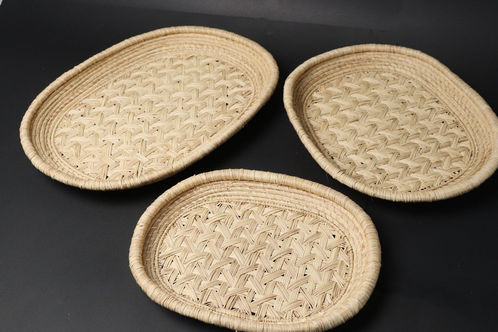 3 Piece Iraca Palm Trays Hand Woven Large Medium & Small Combo - Best of Colombia