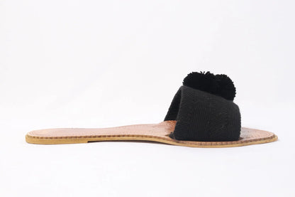 Black Pompom Sandals - Best of Colombia