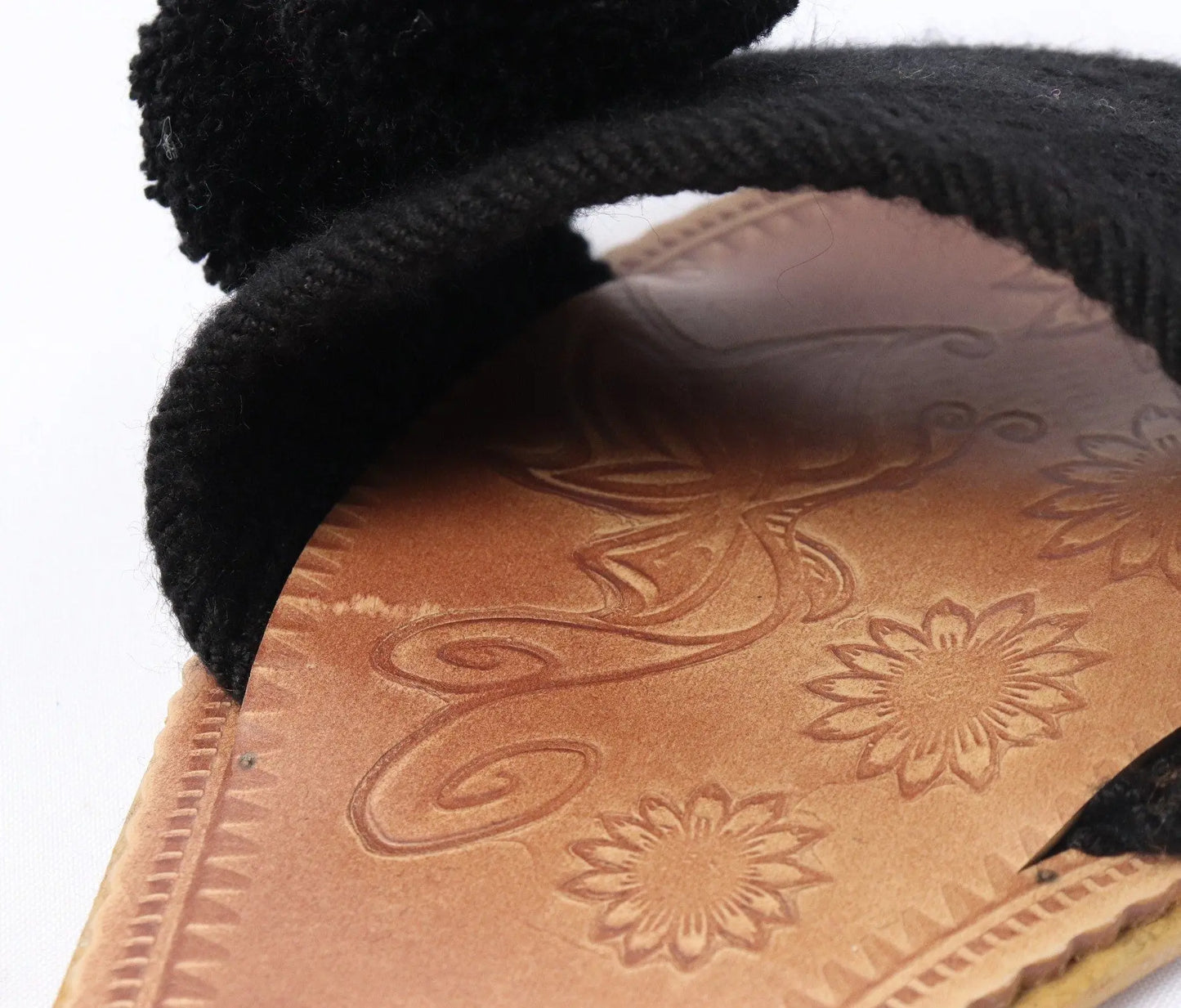 Black Pompom Sandals - Best of Colombia