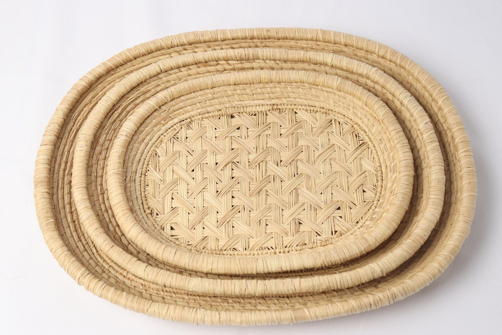 3 Piece Iraca Palm Trays Hand Woven Large Medium & Small Combo - Best of Colombia