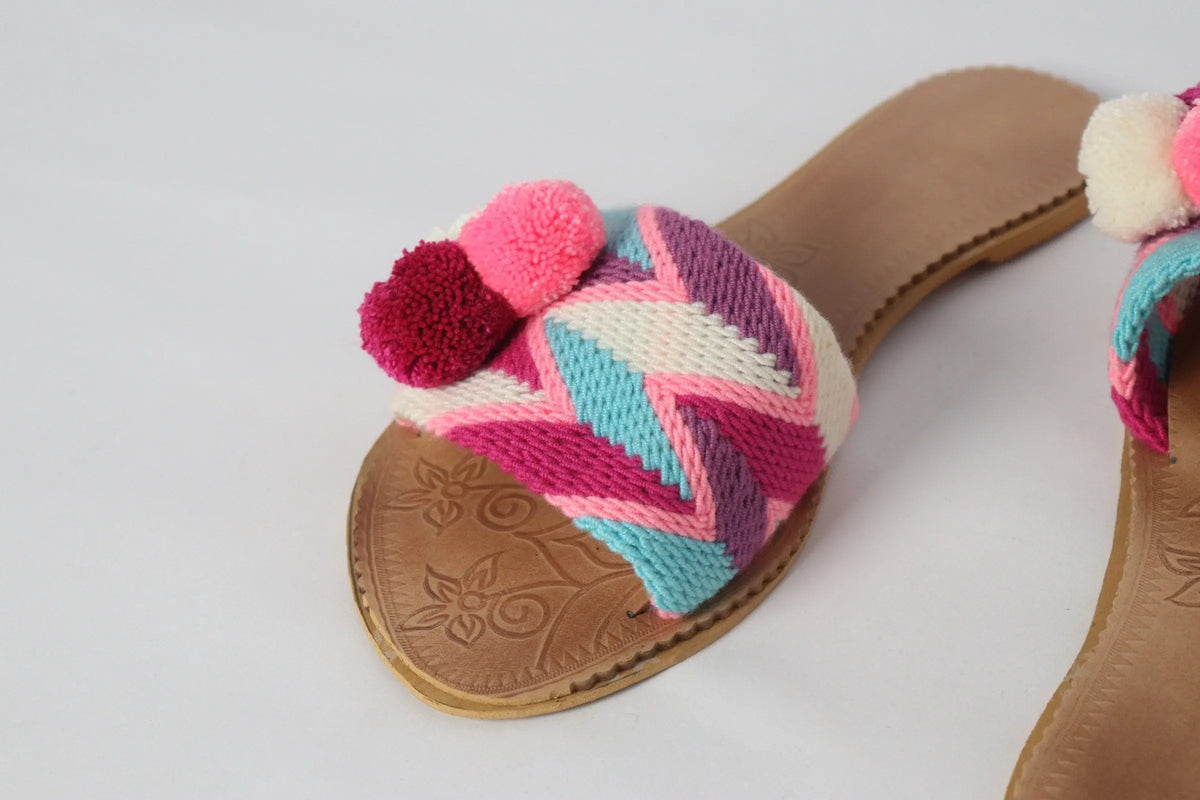 Pink Pompom Sandals - Best of Colombia