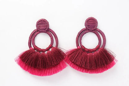 Burgundy 2 Loops Earrings - Best of Colombia
