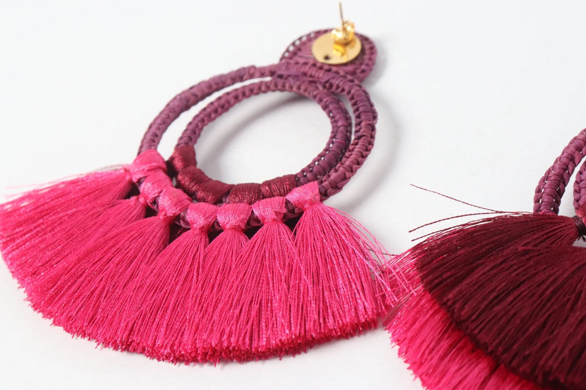 Burgundy 2 Loops Earrings - Best of Colombia