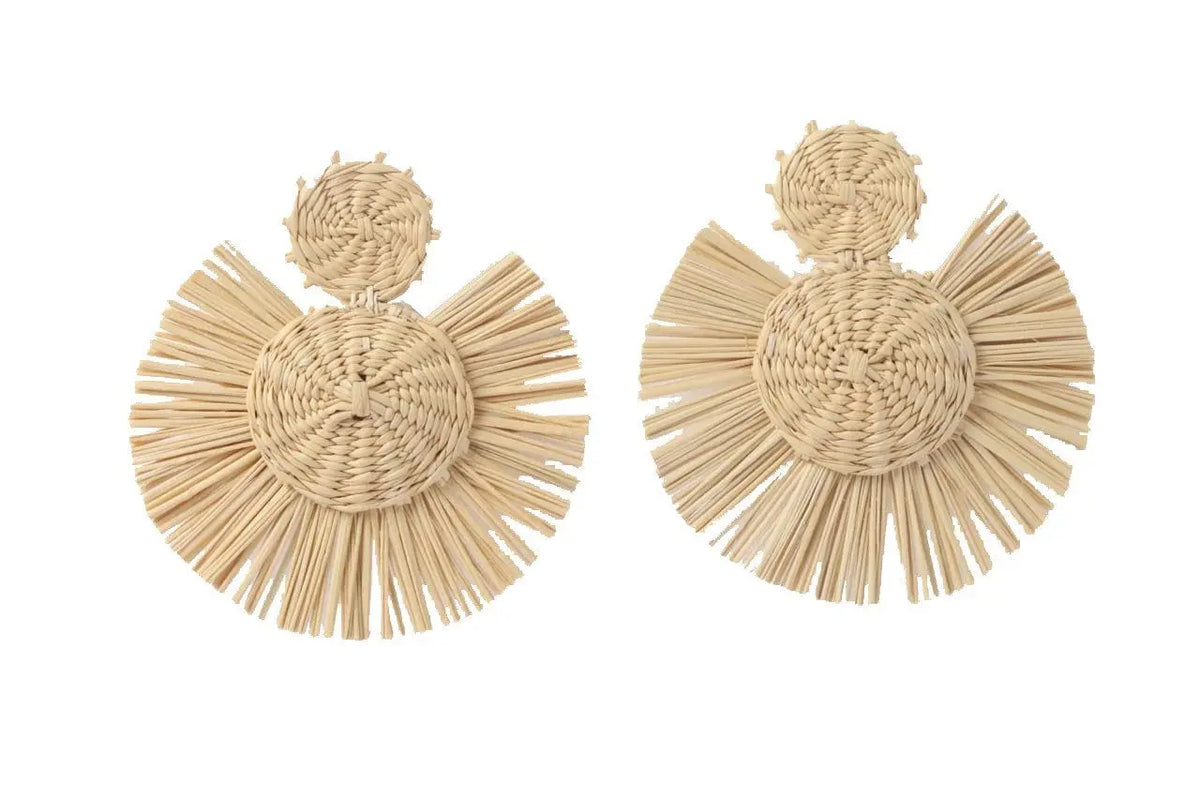 Natural Round iraca Earrings - Best of Colombia