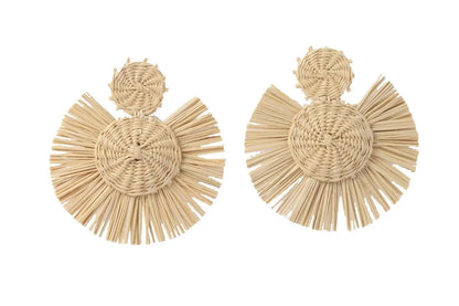Natural Round iraca Earrings - Best of Colombia