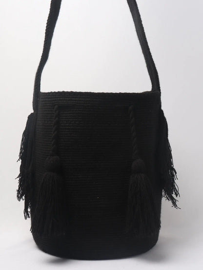 Solid Black Wayuu Bag - Best of Colombia