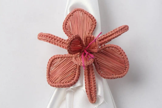 Blush Pink with Fuscia Stamens Iraca Orchid - napkin ring - Best of Colombia