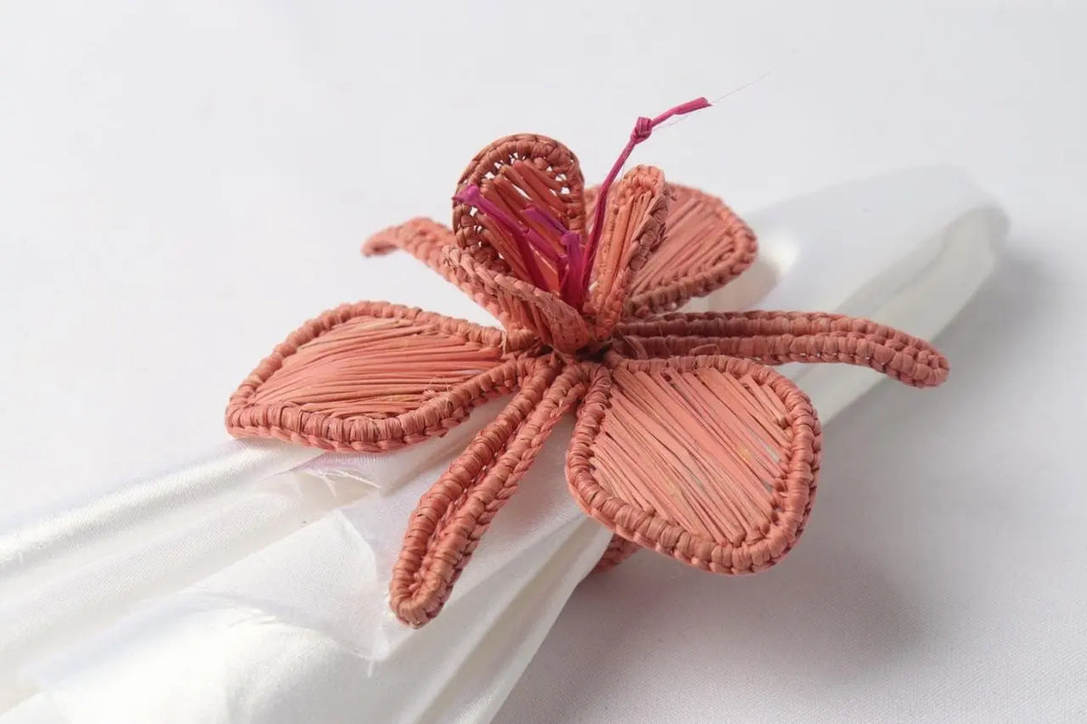 Blush Pink with Fuscia Stamens Iraca Orchid - napkin ring - Best of Colombia
