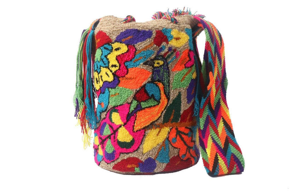 Colorfull Tapizada Wayuu Mochila Bag with Lining Large - Birds Edition - Best of Colombia