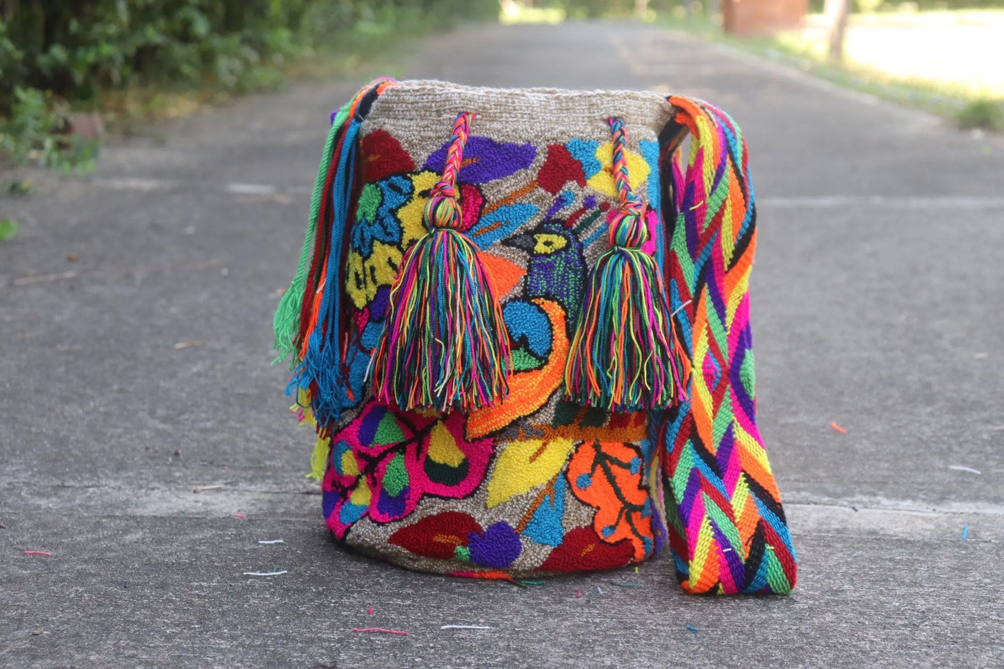 Colorfull Tapizada Wayuu Mochila Bag with Lining Large - Birds Edition - Best of Colombia