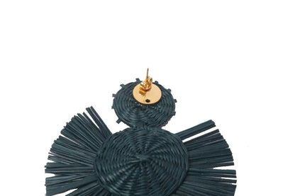 Navy Round iraca Earring - Best of Colombia