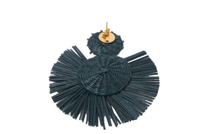 Navy Round iraca Earring - Best of Colombia