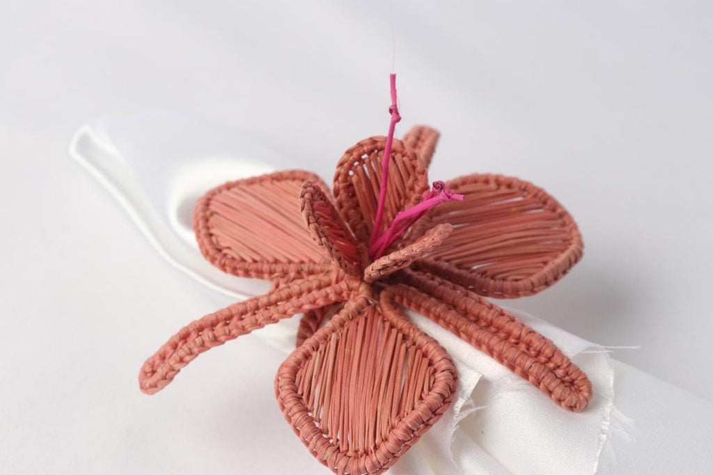 Blush Pink with Fuscia Stamens Iraca Orchid - napkin ring - Best of Colombia