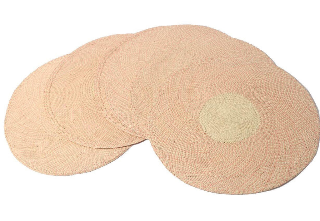 Blush Pink iraca placemats Hanwoven [set of 6] - Best of Colombia