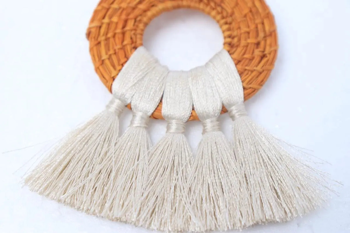 Mustard Tassels iraca Earrings - Best of Colombia
