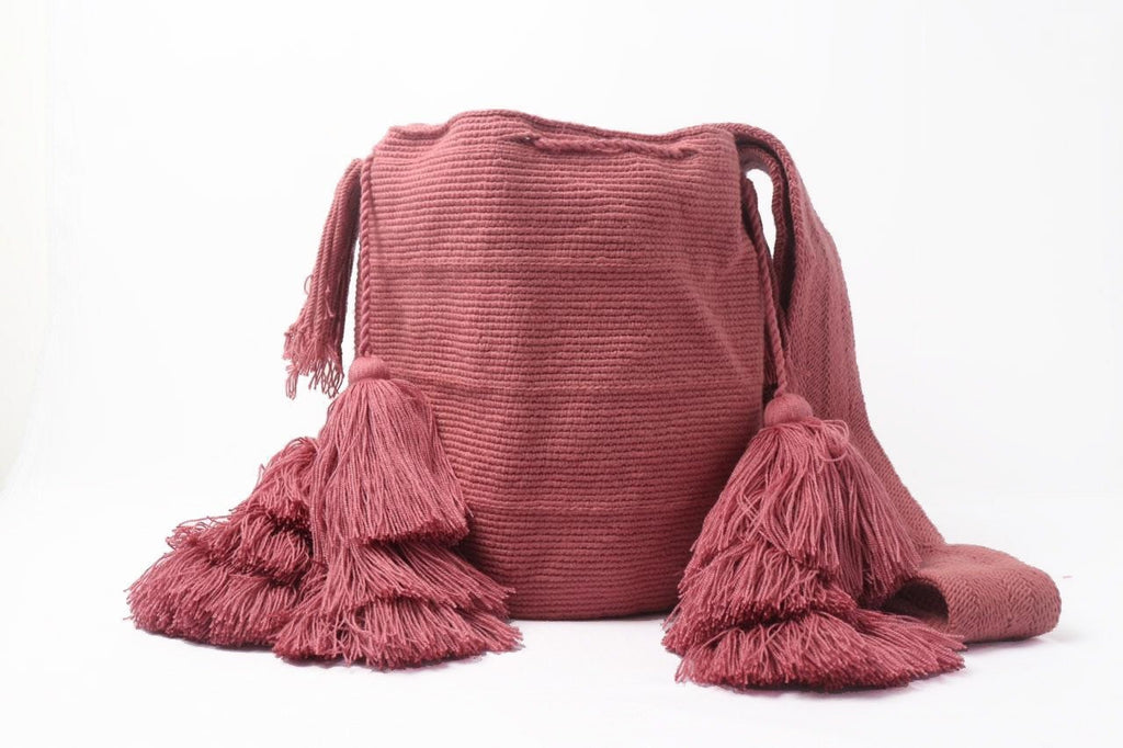 Blush pink Mochila with 4 Tassels - Large - Best of Colombia