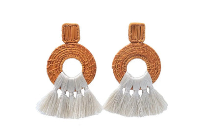 Mustard Tassels iraca Earrings - Best of Colombia