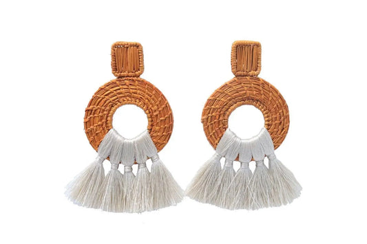 Mustard Tassels iraca Earrings - Best of Colombia