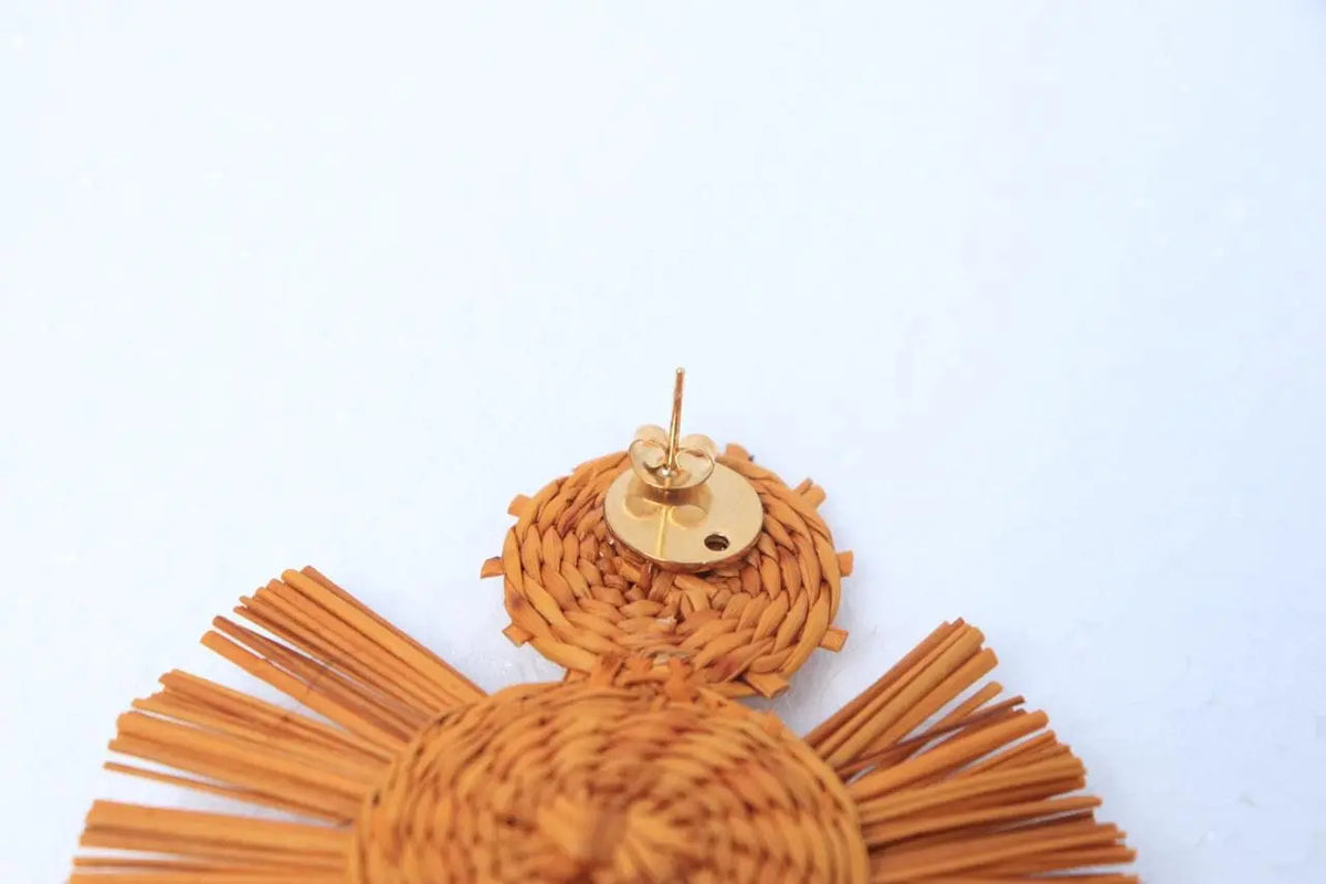 Mustard Round iraca Earrings - Best of Colombia